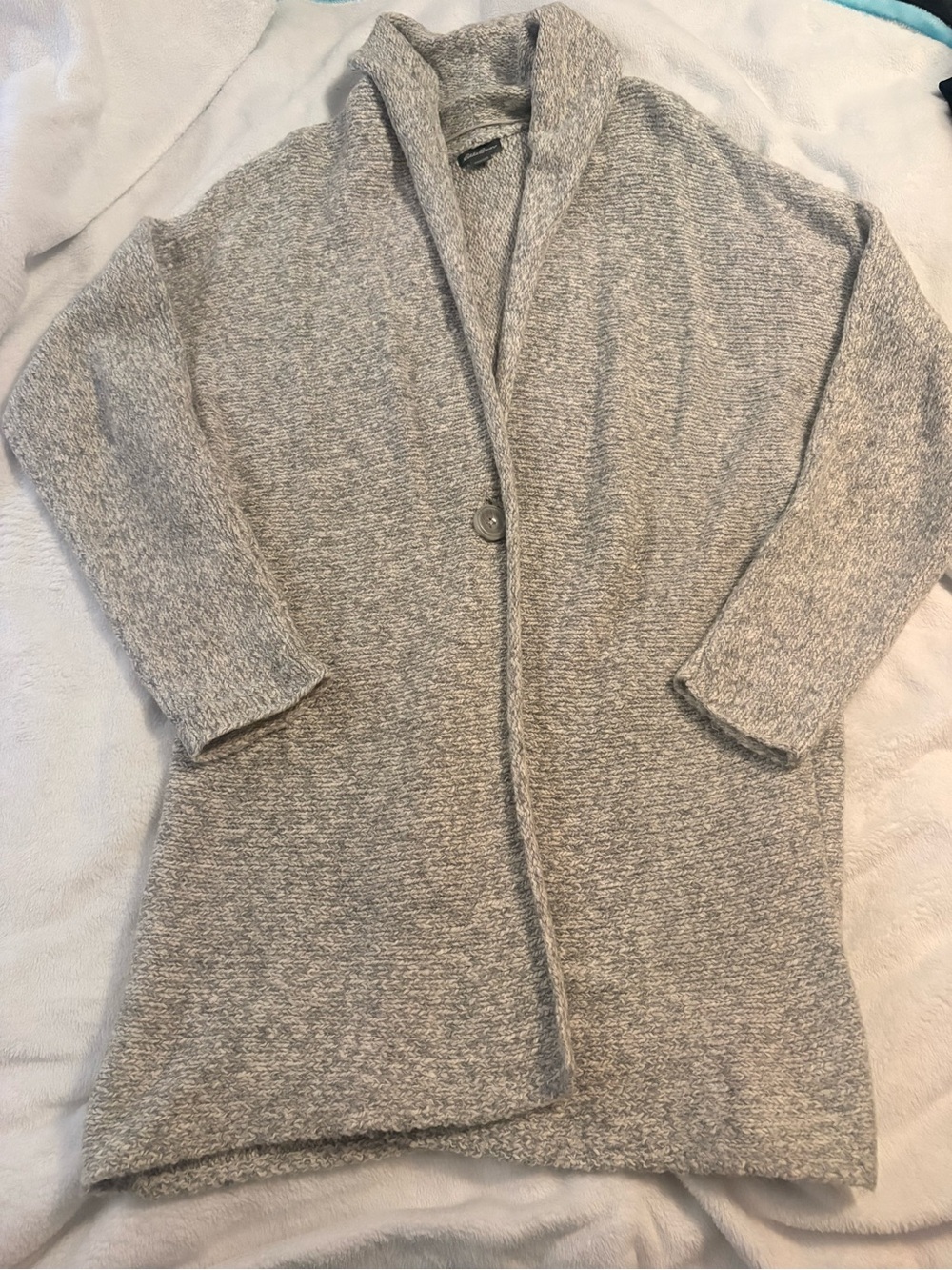 Eddie Bauer Cozy Gray Shawl Collar Women's Sweater Cardigan